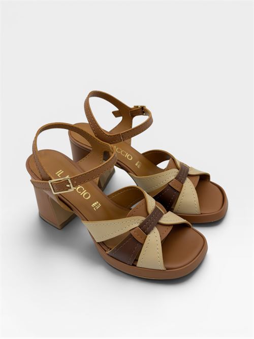 Sandali con tacco in pelle multicolor da donna IL LACCIO | 8854004VACCHETTABEIGEMARRONE